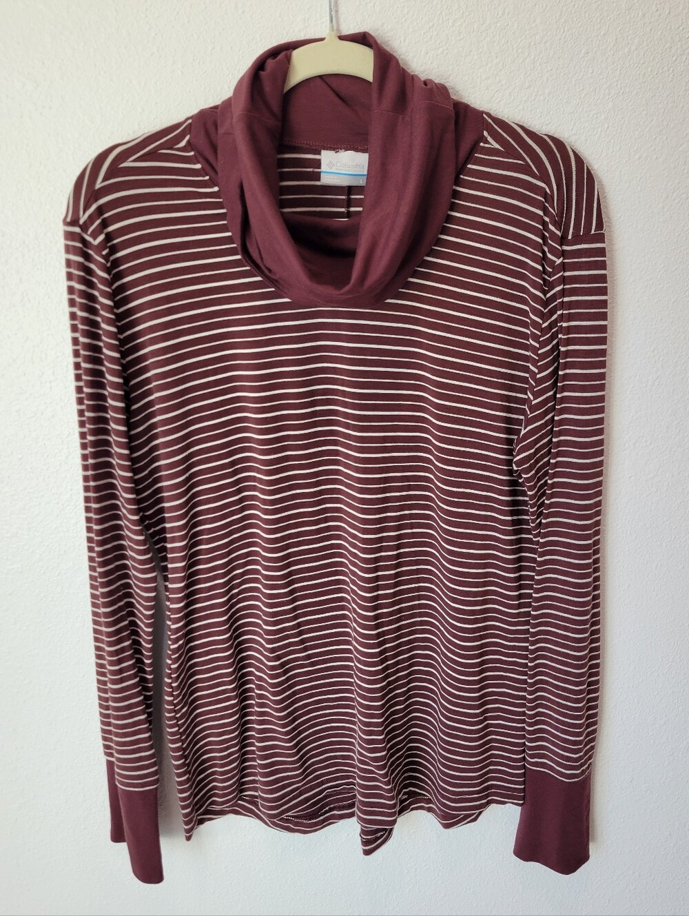 Columbia Sportswear Womens L Cowl Neck Striped Lightweight Outdoor Top Gorpcore